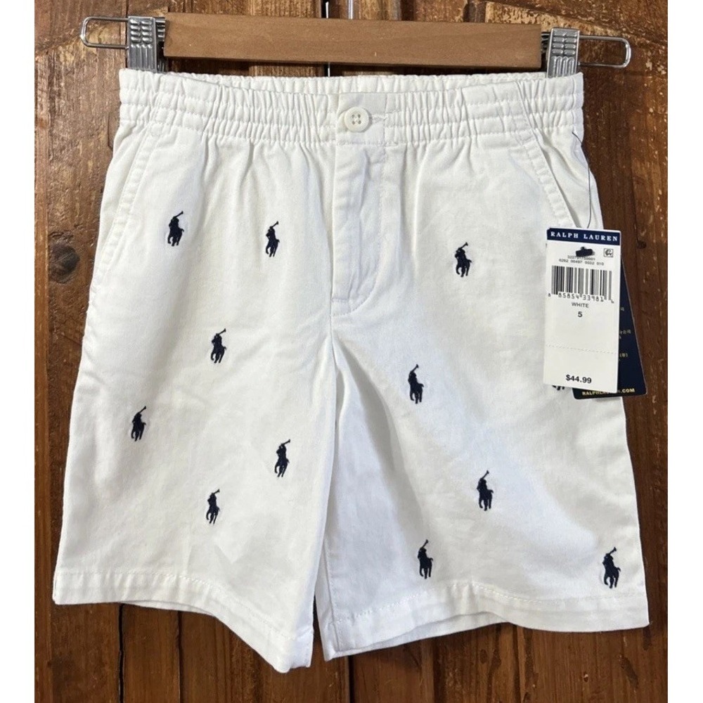 Polo Ralph Lauren Boys AOP Shorts Size 5 Embroidered Polo Pony Nwt $45